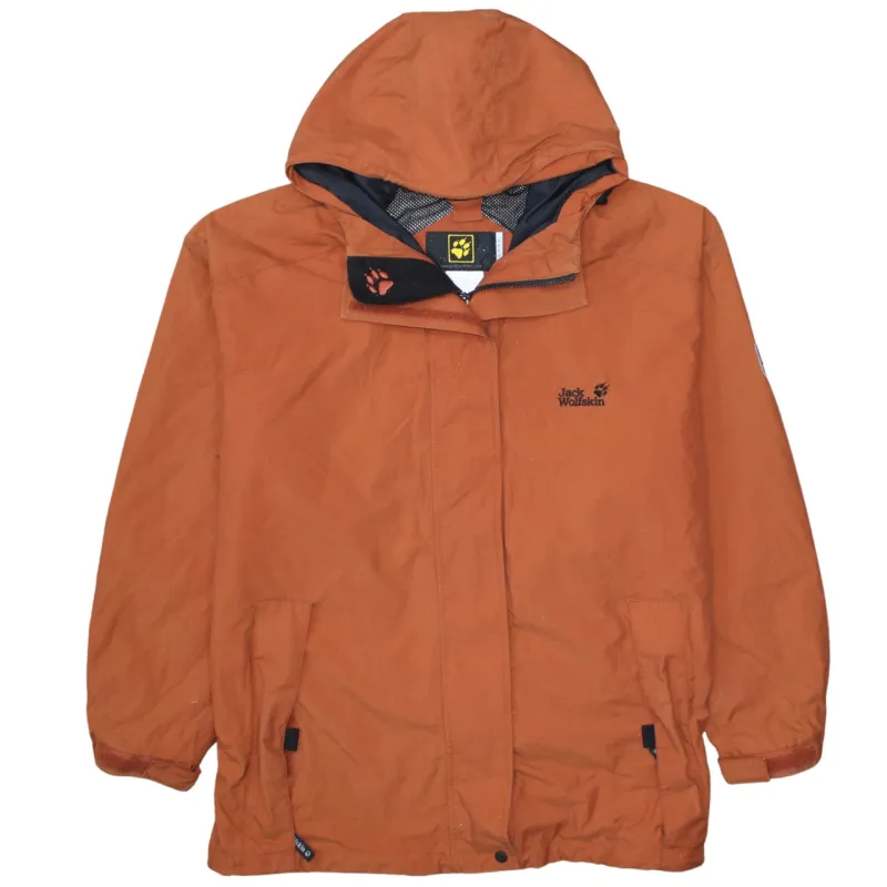 Jack Wolfskin Burnt Orange Hooded Jacket Women’s XLarge Embroidered Logo Zip Pockets Windbreaker sold by Vintage Club