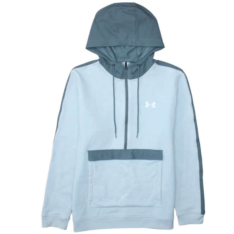 Under Armour Light Grey Hoodie Women’s Large Half Zip Embroidered Logo Contrast Panel Sweatshirt made by Under Armour
