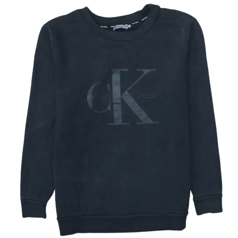 Calvin Klein Black Sweatshirt Men's Small Embossed CK Logo Crewneck Pullover Top sold by Vintage Club