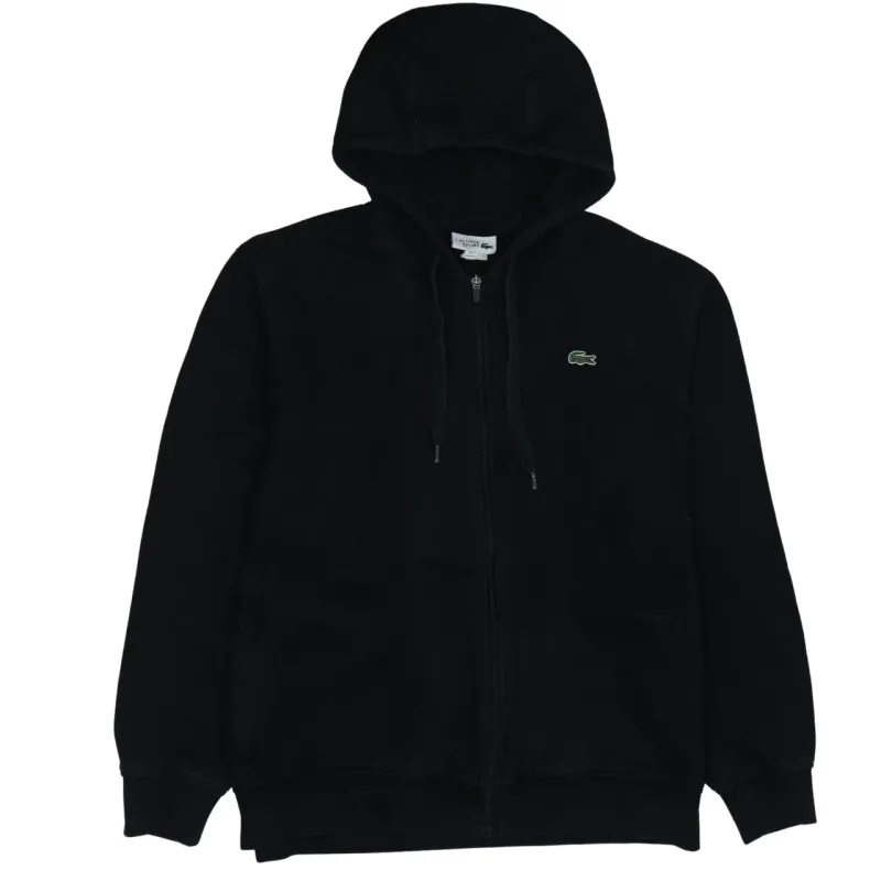 Lacoste Black Full Zip Hoodie Women’s XXLarge Embroidered Croc Logo Pockets Fleece Sweatshirt sold by Vintage Club
