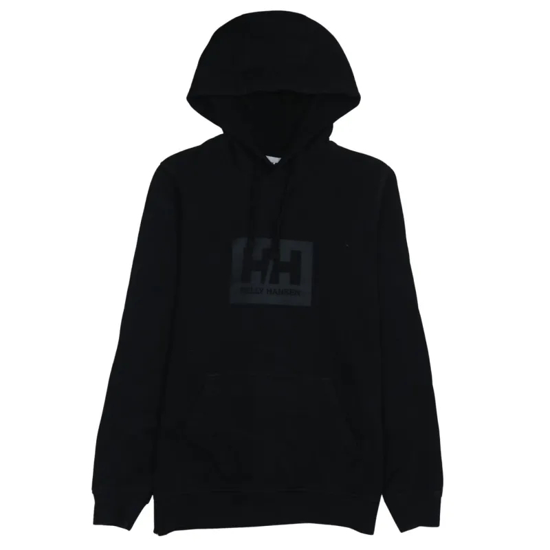 Helly Hansen Black Hoodie Women’s Large Printed Chest Logo Drawstring Pullover Sweatshirt made by Helly Hansen
