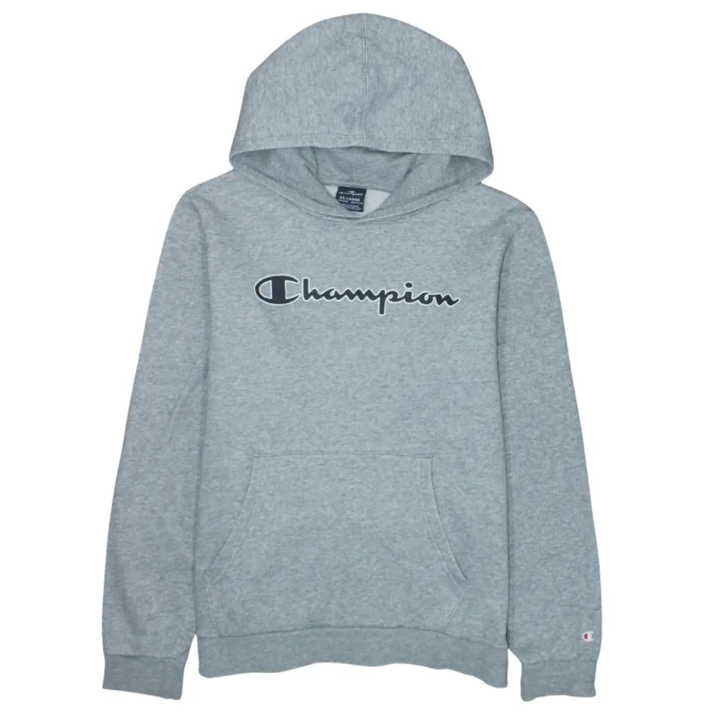 Champion Grey Hoodie Women’s XXLarge Printed Script Logo Front Pouch Fleece Pullover Sweatshirt sold by Vintage Club
