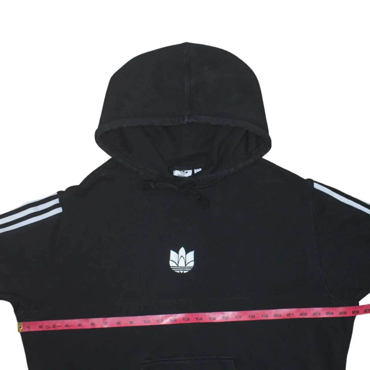 Adidas Black Hoodie Women’s XLarge Embroidered Trefoil Logo Three Stripe Sleeves Pullover Sweatshirt sold by Vintage Club product image thumbnail 5
