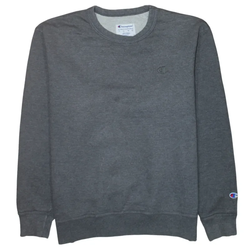 Champion Dark Grey Sweatshirt Men's Large Embroidered C Logo Ribbed Crewneck Pullover sold by Vintage Club