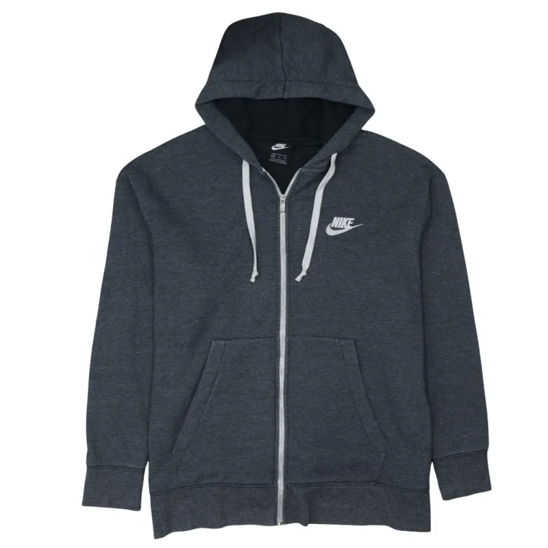 Nike Dark Grey Full Zip Hoodie Women’s XLarge Printed Swoosh Logo Split Pouch Pockets Sweatshirt made by Nike