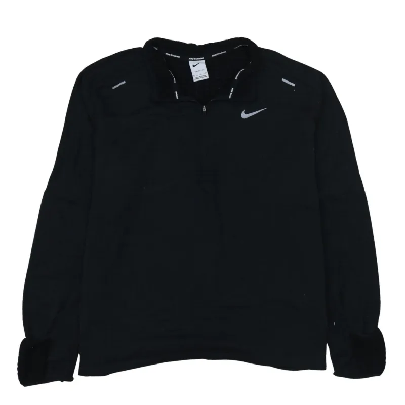 Nike Black Quarter Zip Sweatshirt Women's XLarge Embroidered Swoosh Reflective Trim Pullover Top sold by Vintage Club