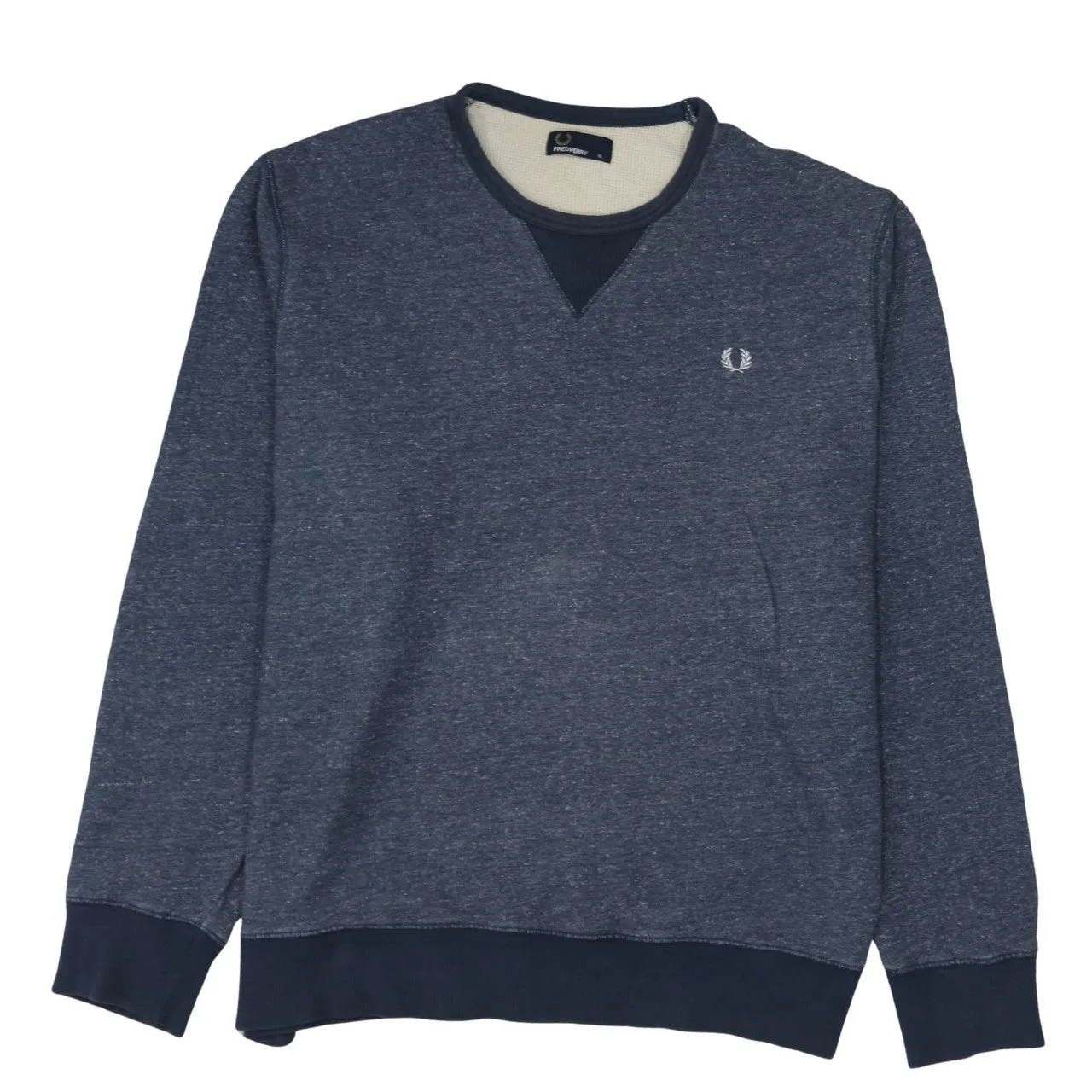 Fred Perry Navy Blue Sweatshirt Men's XLarge Embroidered Laurel Wreath Crewneck Pullover sold by Vintage Club