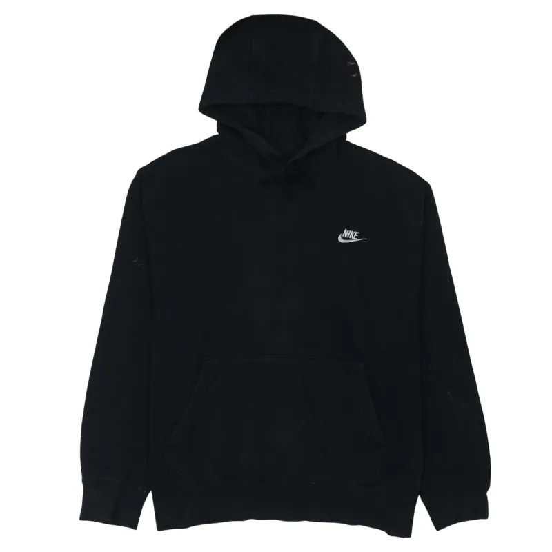 Nike Black Hoodie Men’s Large Embroidered Swoosh Logo Front Pocket Fleece Sweatshirt sold by Vintage Club