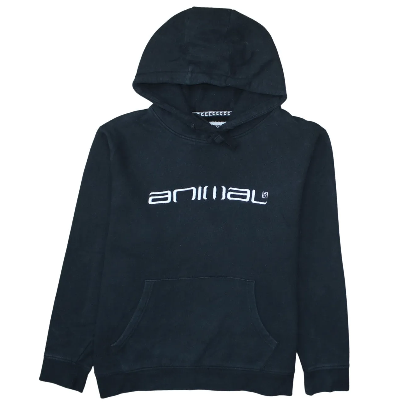 Animal Black Hoodie Women’s XLarge Embroidered Logo Front Pouch Pocket Pullover Sweatshirt sold by Vintage Club