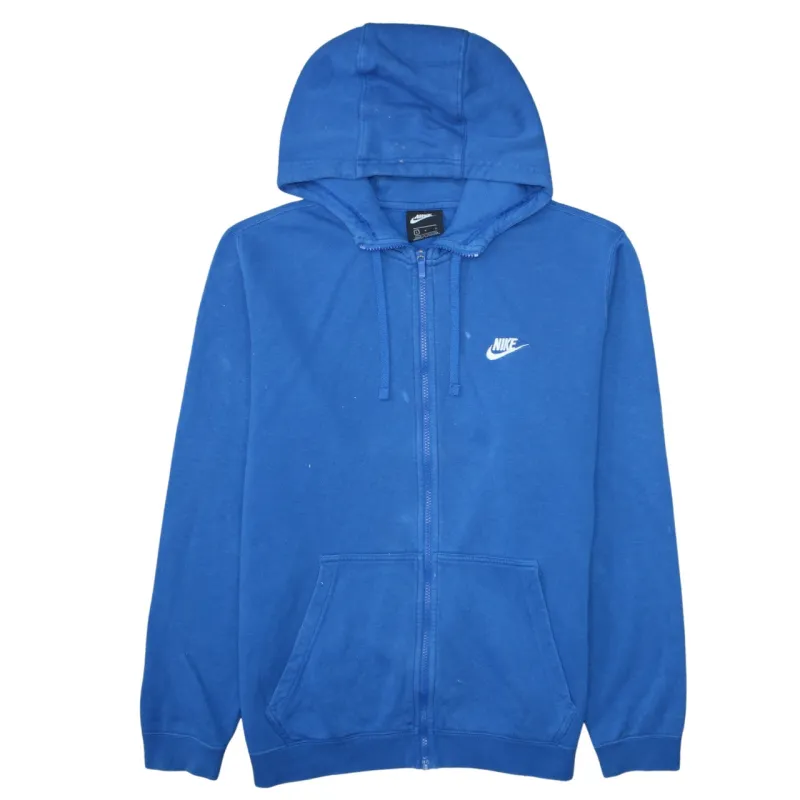 Nike Royal Blue Full Zip Hoodie Men's Large Embroidered Swoosh Drawstring Pockets Sweatshirt sold by Vintage Club