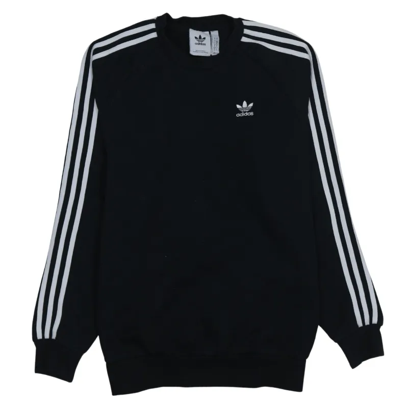Adidas Black Sweatshirt Men's Small Trefoil Printed Logo Three Stripe Sleeves Pullover Top sold by Vintage Club