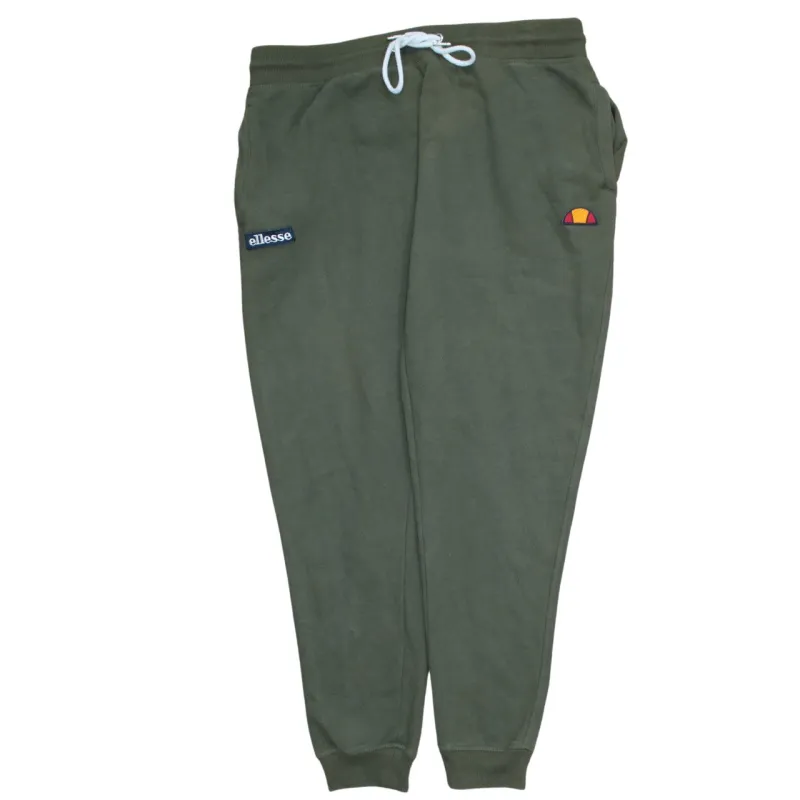 Ellesse Khaki Green Joggers Men’s XLarge Embroidered Logos Drawstring Waist Cuffed Sweatpants made by Ellesse