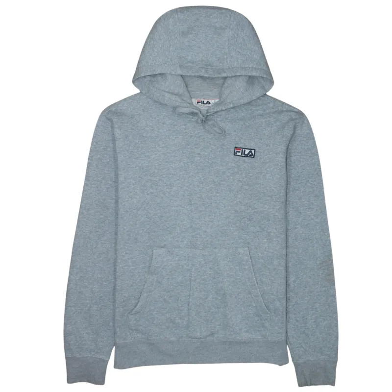 Fila Grey Hoodie Men's Medium Embroidered Chest Logo Drawstring Hood Front Pocket Sweatshirt sold by Vintage Club