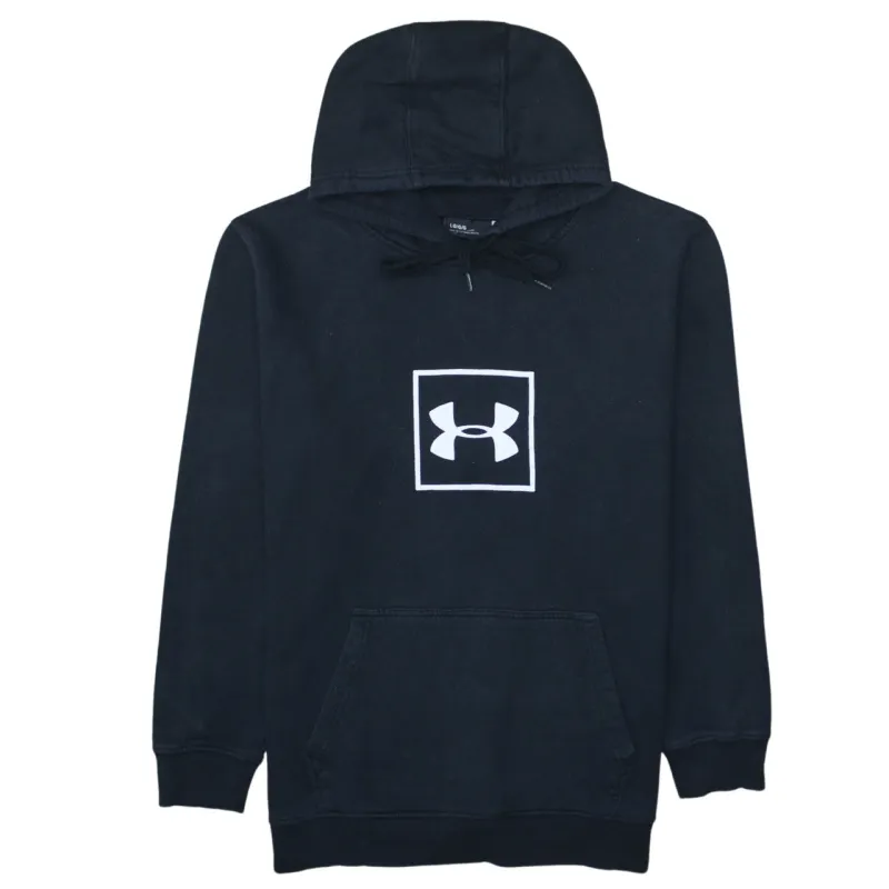 Under Armour Black Hoodie Men’s Large Printed Box Logo Fleece Pullover Sweatshirt sold by Vintage Club