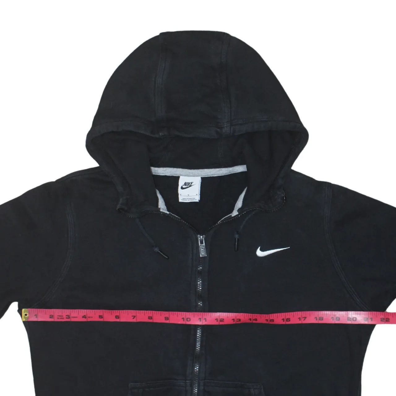 Nike Black Full Zip Hoodie Men's Medium Embroidered Swoosh Drawstring Hood Pocket Sweatshirt sold by Vintage Club product image thumbnail 5