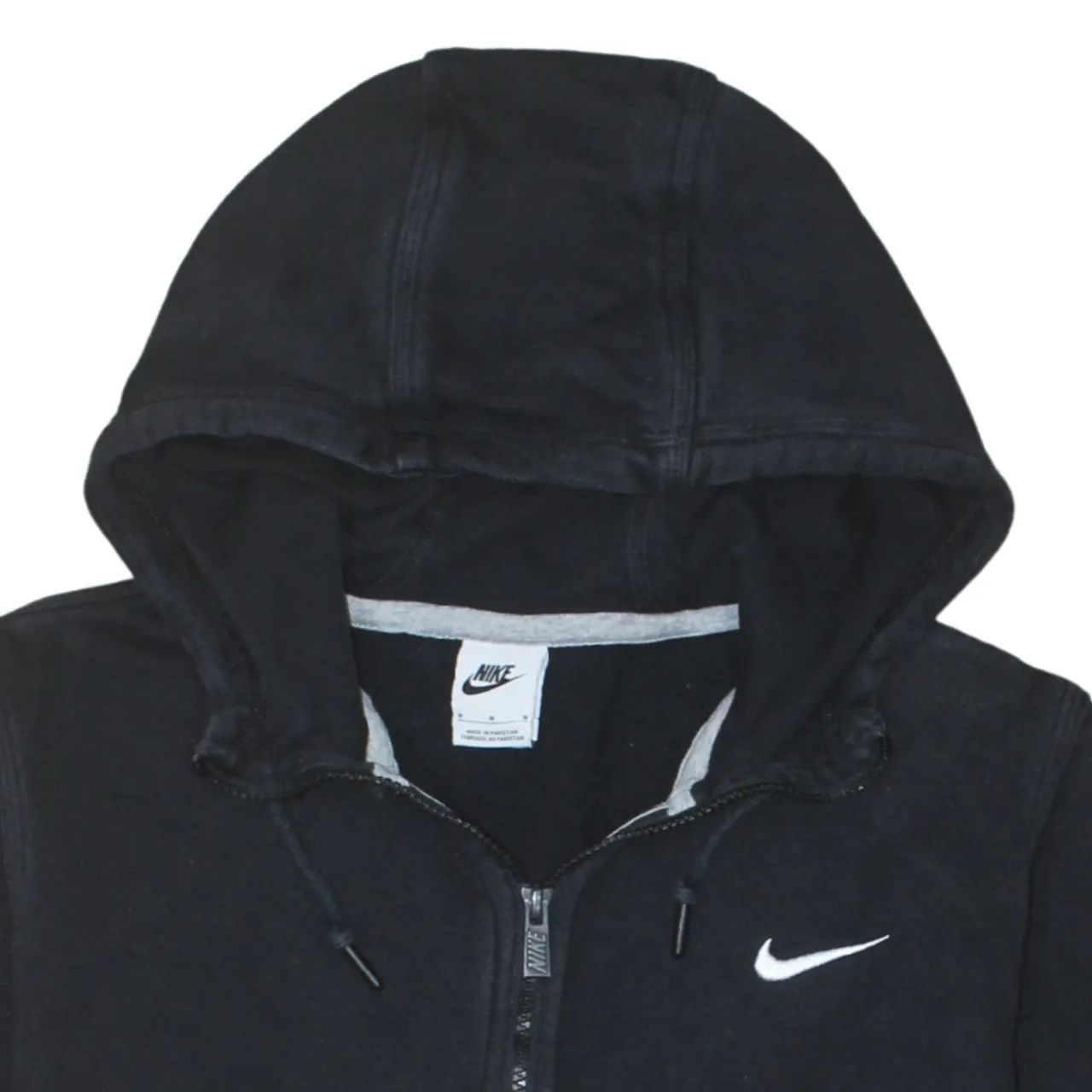 Nike Black Full Zip Hoodie Men's Medium Embroidered Swoosh Drawstring Hood Pocket Sweatshirt sold by Vintage Club product image thumbnail 3