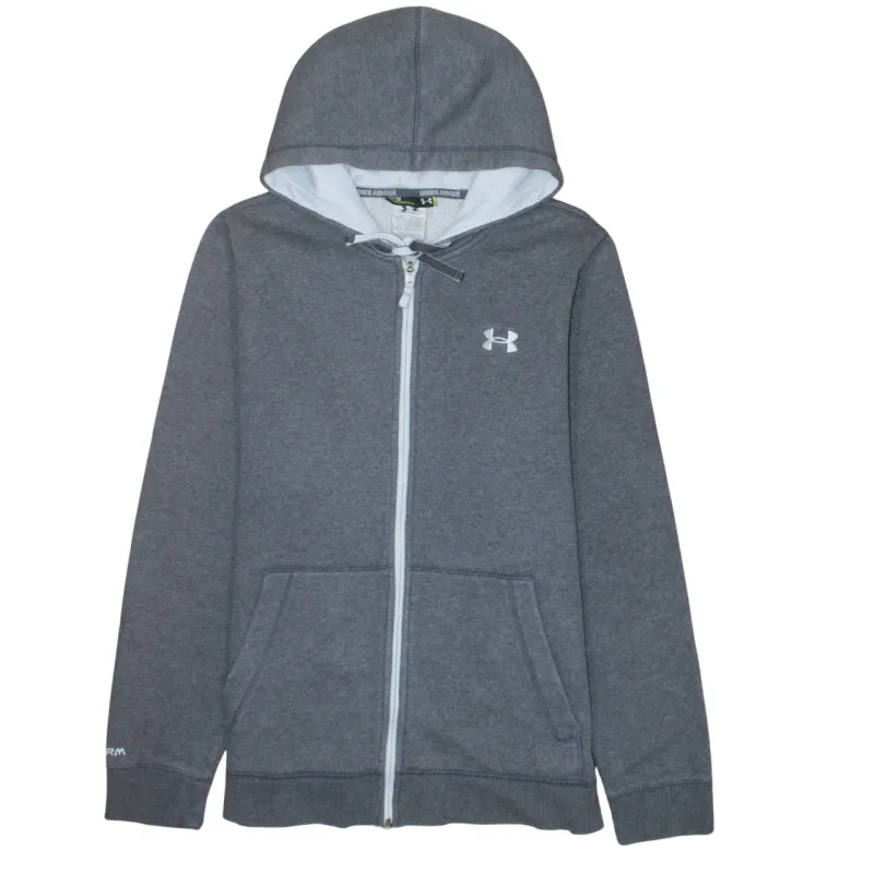 Under Armour Dark Grey Hoodie Men's Medium Full Zip Embroidered Logo Fleece Sweatshirt sold by Vintage Club