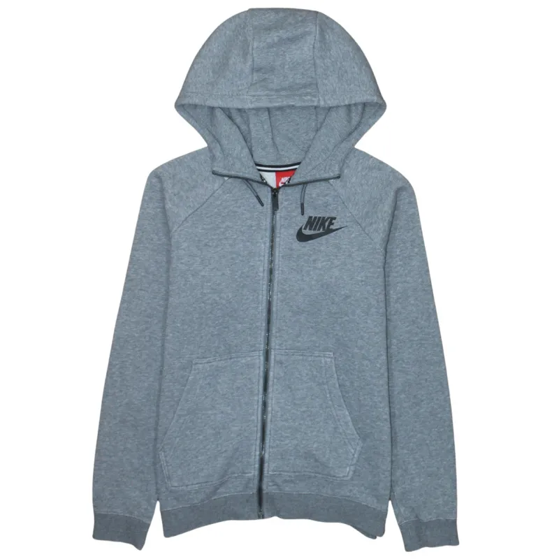 Nike Grey Full Zip Hoodie Men’s Small Printed Logo Split Pocket Sweatshirt Top sold by Vintage Club
