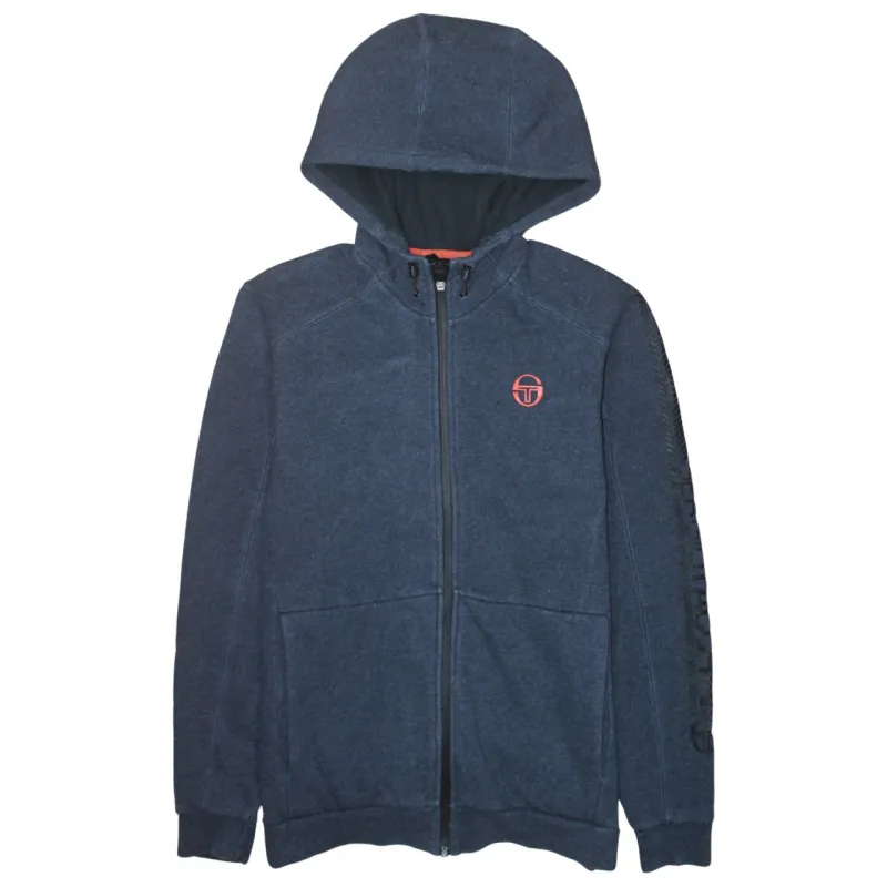 Sergio Tacchini Navy Blue Hoodie Men’s Small Zip Up Embroidered Chest Logo Casual Sweatshirt sold by Vintage Club