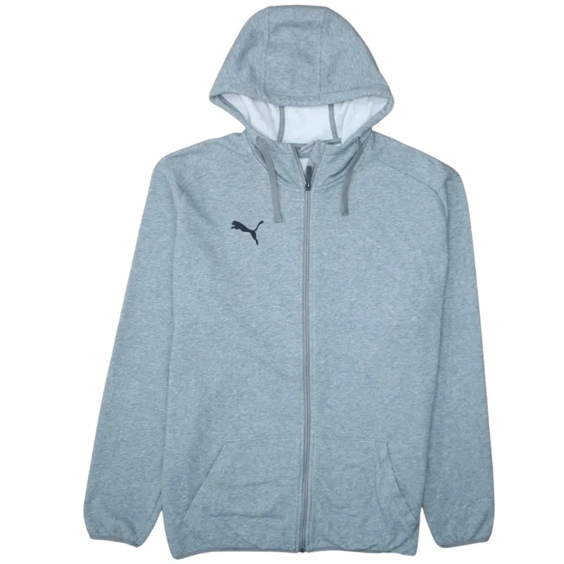 Puma Light Grey Full Zip Hoodie Men’s XXLarge Embroidered Logo Split Pocket Fleece Top sold by Vintage Club