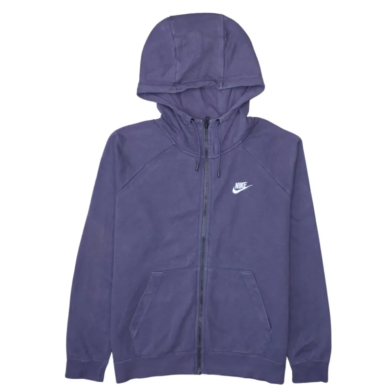 Nike Purple Full Zip Hoodie Women's Large Embroidered Swoosh Split Pocket Sweatshirt sold by Vintage Club