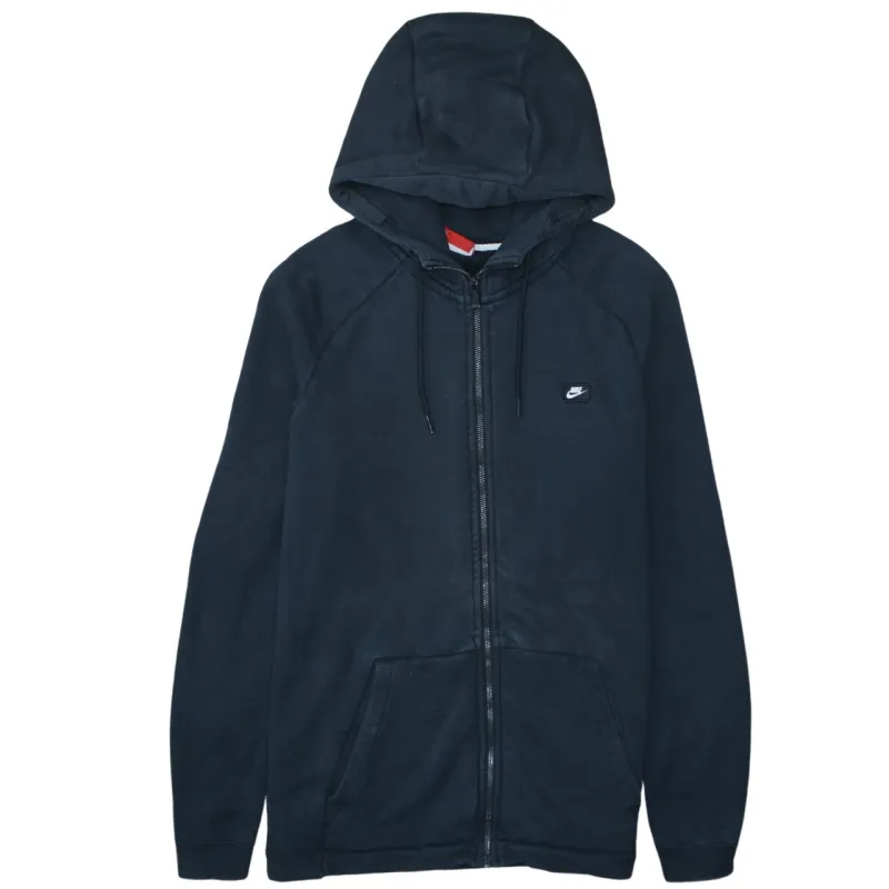 Nike Black Zip Hoodie Women’s Large Embroidered Swoosh Split Pocket Fleece Sweatshirt sold by Vintage Club