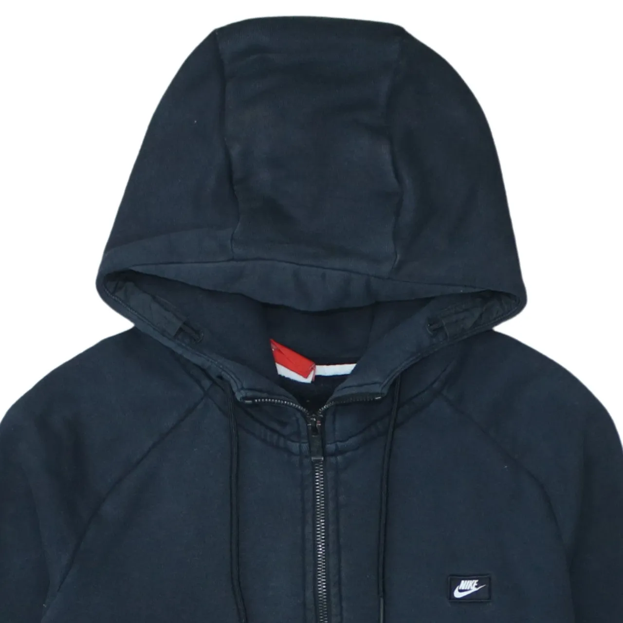 Nike Black Zip Hoodie Women’s Large Embroidered Swoosh Split Pocket Fleece Sweatshirt sold by Vintage Club product image thumbnail 3