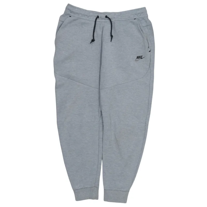Nike Light Grey Joggers Sweatpants Men's Medium Printed Logo Zip Pocket Cuffed Track Pants made by Nike