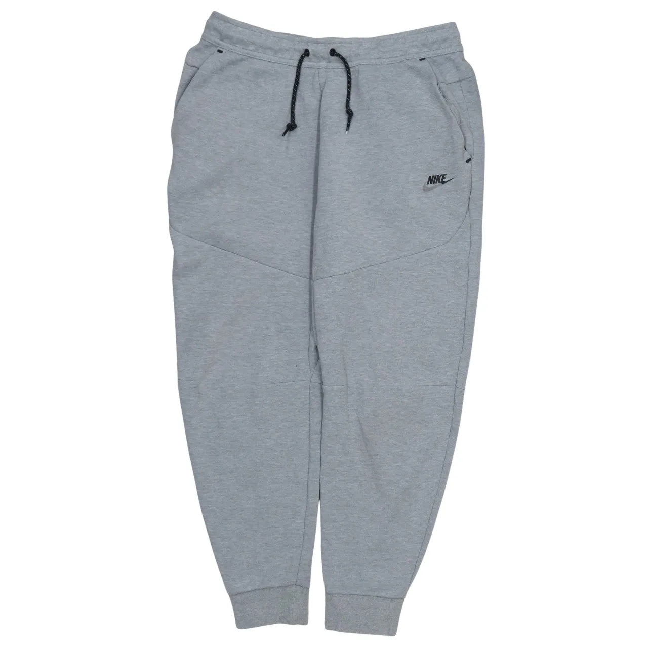 Nike Light Grey Joggers Sweatpants Men's Medium Printed Logo Zip Pocket Cuffed Track Pants sold by Vintage Club