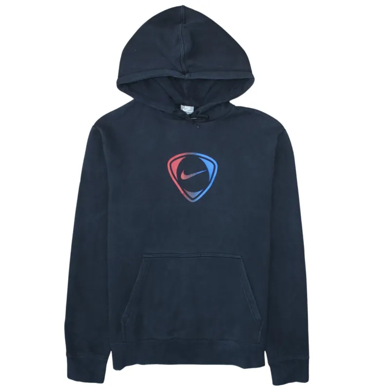 Nike Black Hoodie Women’s Large Printed Front Logo Fleece Pullover Sweatshirt sold by Vintage Club