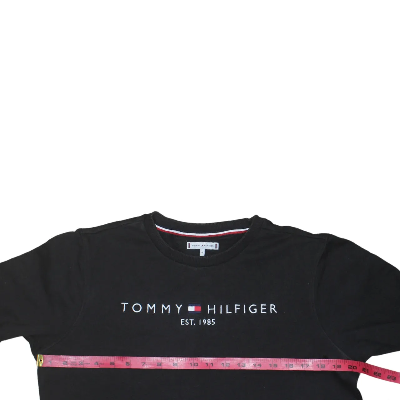 Tommy Hilfiger Black Sweatshirt Men’s Medium Printed Logo Crewneck Pullover Top sold by Vintage Club product image thumbnail 5