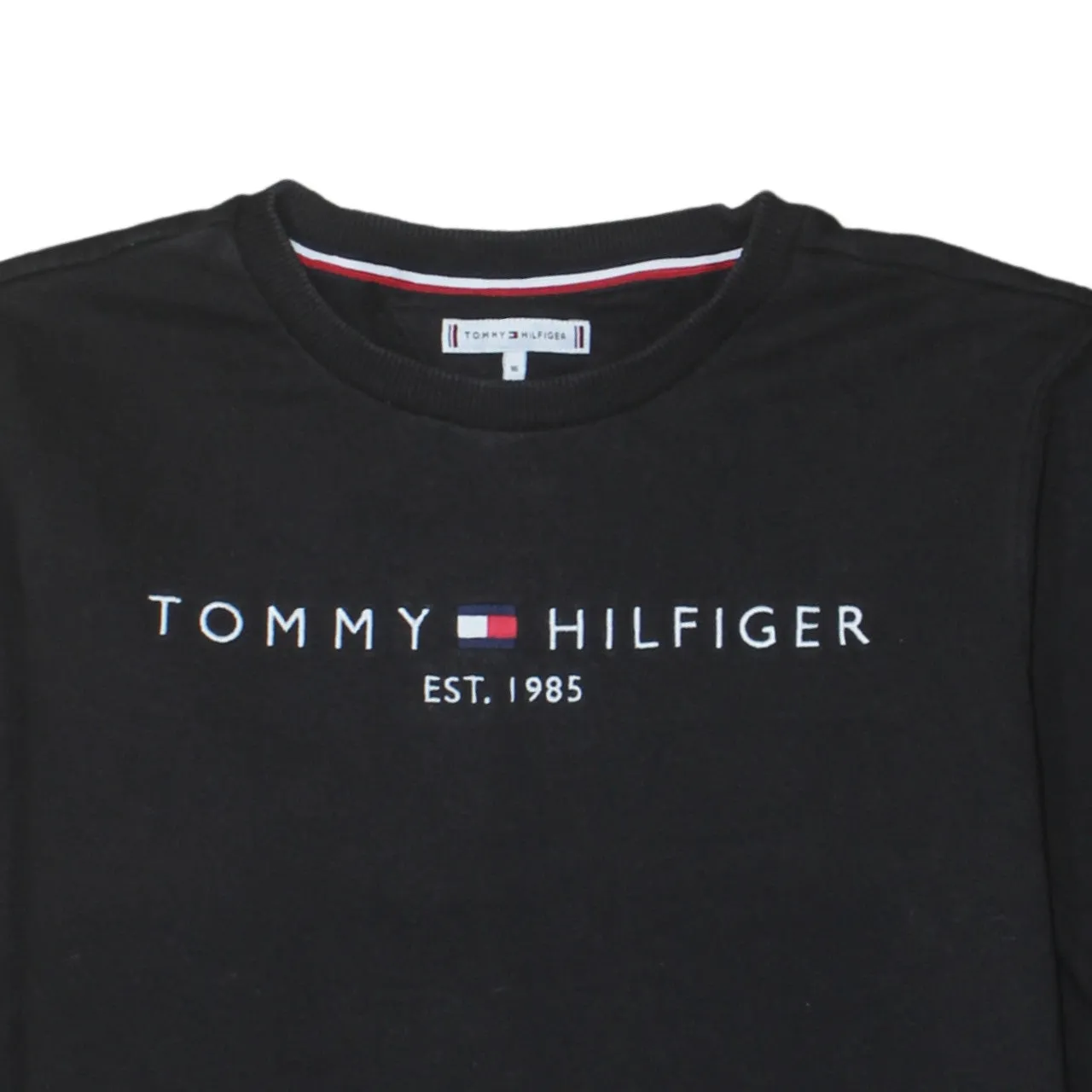 Tommy Hilfiger Black Sweatshirt Men’s Medium Printed Logo Crewneck Pullover Top sold by Vintage Club product image thumbnail 3