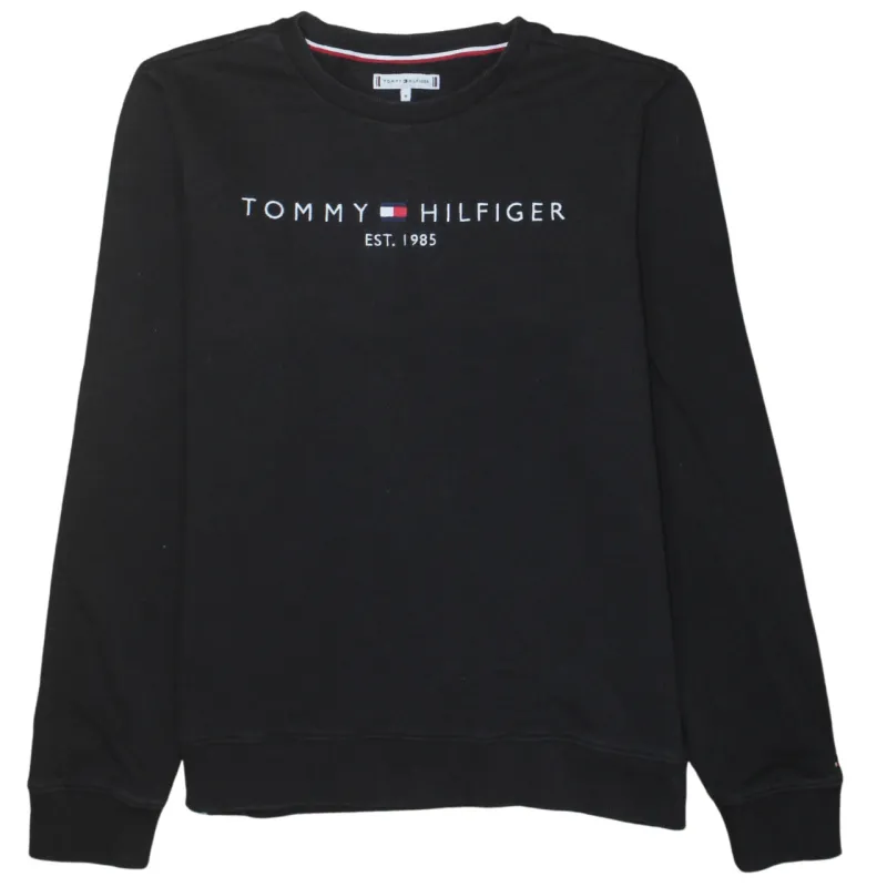 Tommy Hilfiger Black Sweatshirt Men’s Medium Printed Logo Crewneck Pullover Top made by Tommy Hilfiger
