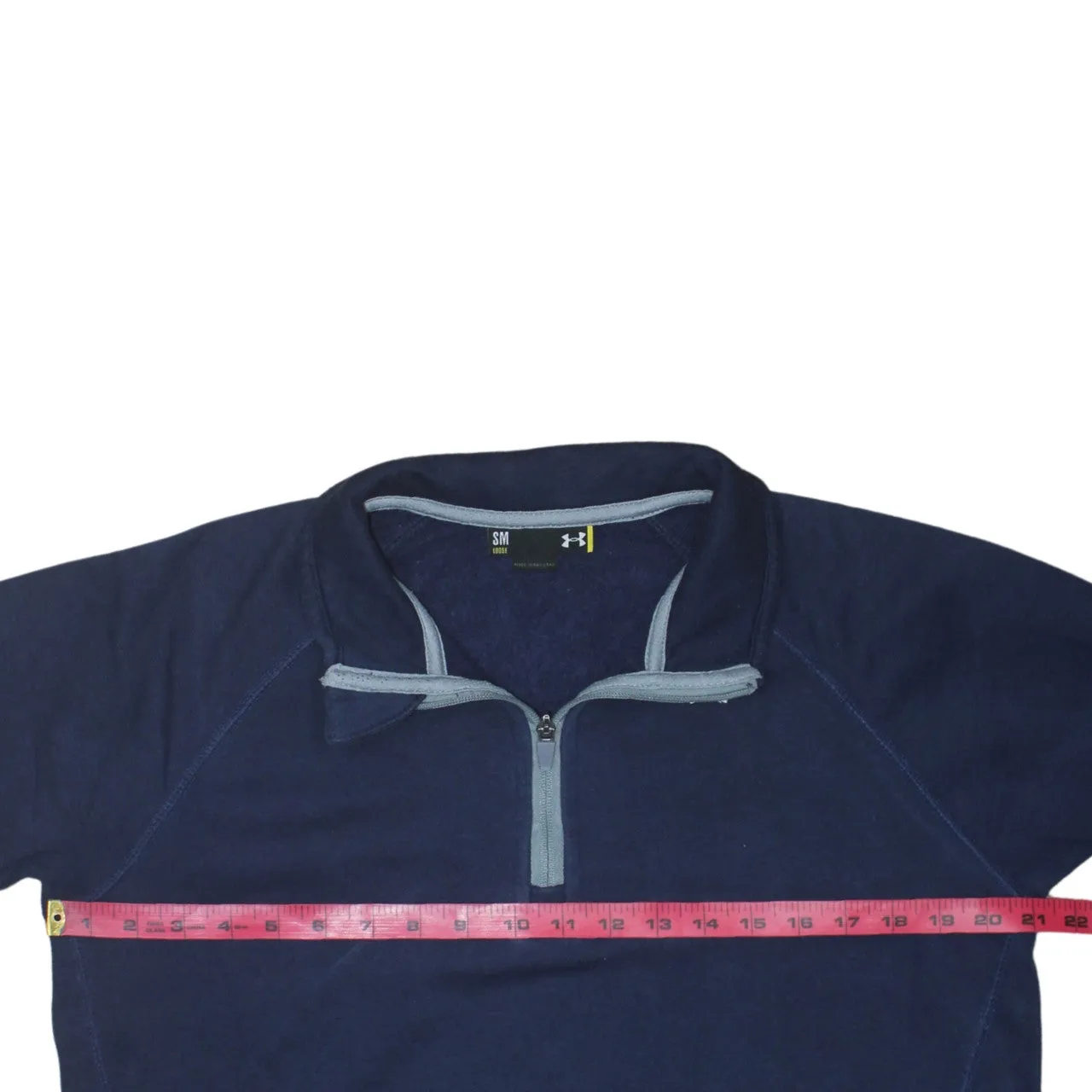 Under Armour Navy Blue Quarter Zip Sweatshirt Men's Small Contrast Trim Pullover Fleece Top sold by Vintage Club product image thumbnail 5