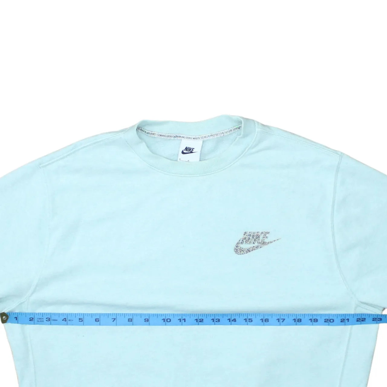Nike Light Aqua Blue Sweatshirt Men's Medium Printed Swoosh Logo Crewneck Pullover Fleece Top sold by Vintage Club product image thumbnail 5