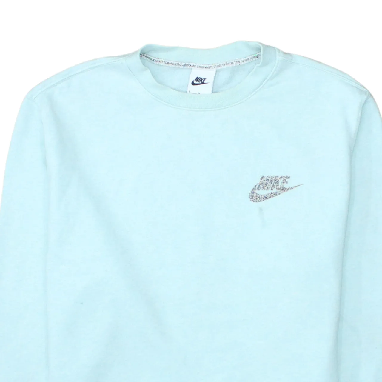 Nike Light Aqua Blue Sweatshirt Men's Medium Printed Swoosh Logo Crewneck Pullover Fleece Top sold by Vintage Club product image thumbnail 3