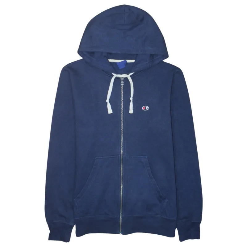Champion Navy Blue Hoodie Men's Small Full Zip Embroidered Logo Front Pockets Sweatshirt sold by Vintage Club