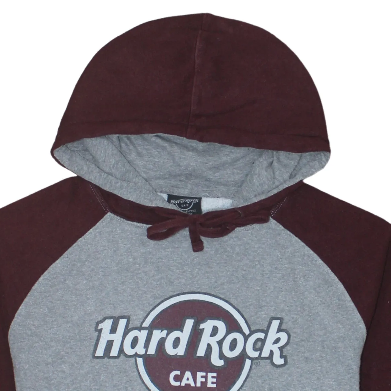 Hard Rock Cafe Grey Burgundy Hoodie Men's Medium Printed Manchester Logo Pullover Sweatshirt sold by Vintage Club product image thumbnail 3