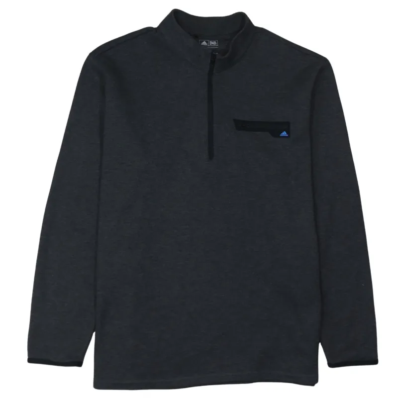 Adidas Dark Grey Sweatshirt Women’s XXLarge 1/4 Zip Chest Pocket Embroidered Logo Fleece Top sold by Vintage Club
