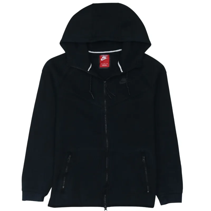 Nike Black Full Zip Hoodie Women’s Medium Embroidered Swoosh Zip Pockets Fleece Jacket sold by Vintage Club