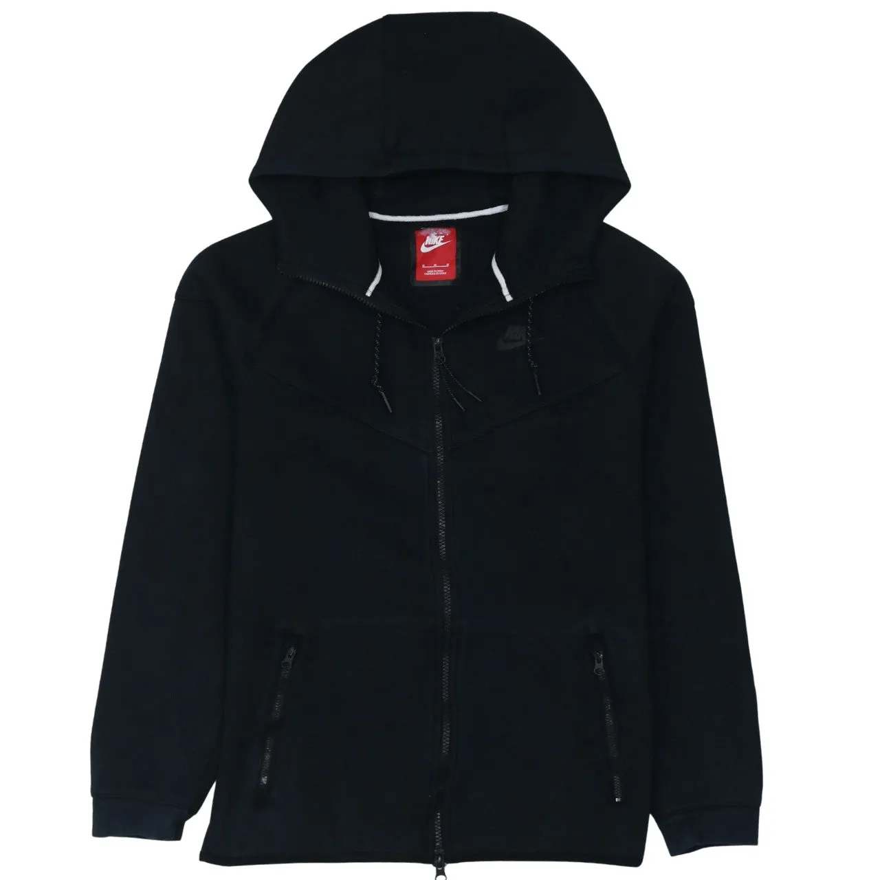 Nike Black Full Zip Hoodie Women’s Medium Embroidered Swoosh Zip Pockets Fleece Jacket sold by Vintage Club