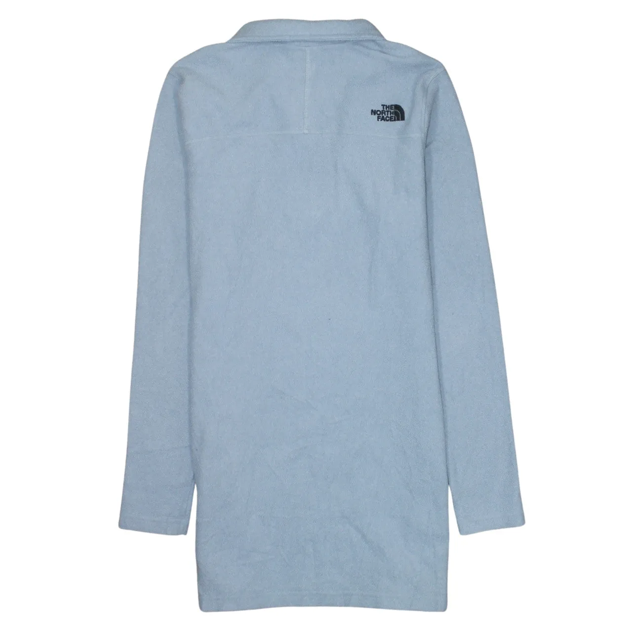 The North Face Light Blue Fleece Jumper Women’s Large Half Zip Embroidered Logo Pullover Top sold by Vintage Club product image thumbnail 2