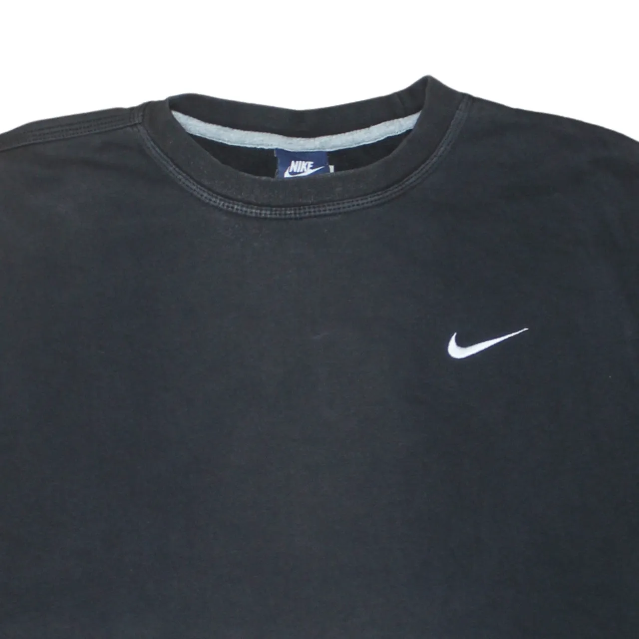 Nike Black Sweatshirt Men's Large Embroidered Swoosh Logo Crewneck Pullover Fleece Top sold by Vintage Club product image thumbnail 3