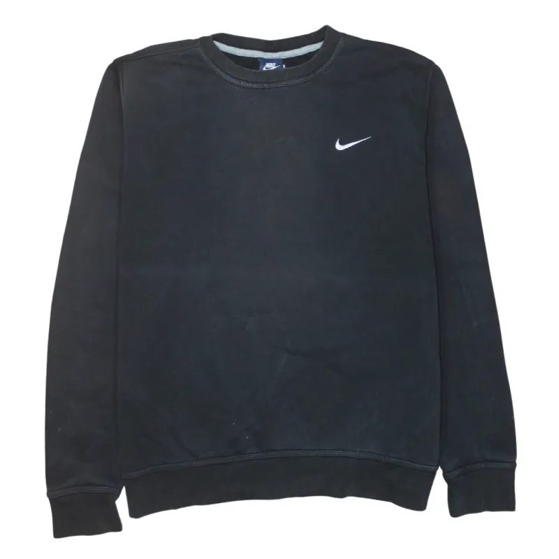 Nike Black Sweatshirt Men's Large Embroidered Swoosh Logo Crewneck Pullover Fleece Top sold by Vintage Club