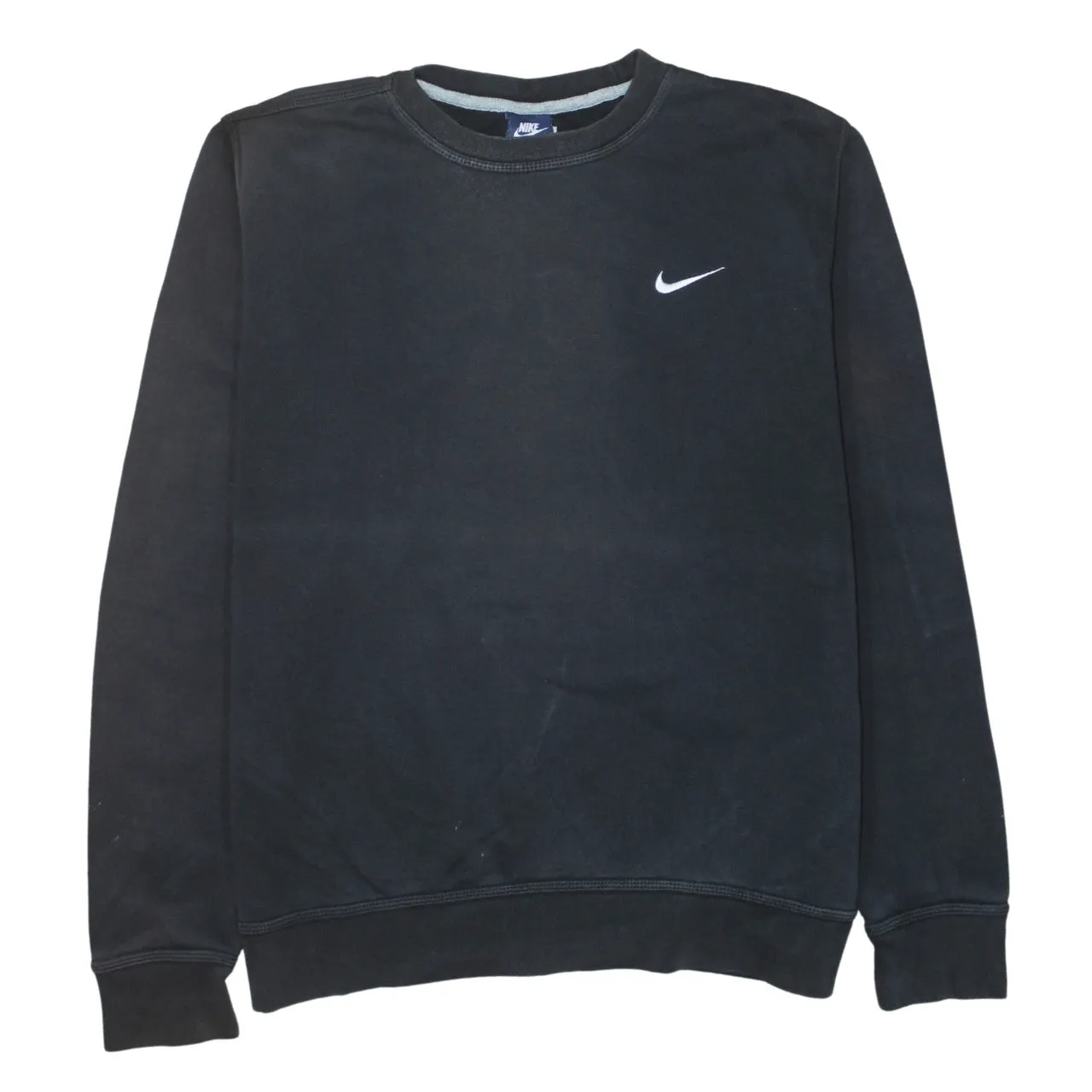 Nike Black Sweatshirt Men's Large Embroidered Swoosh Logo Crewneck Pullover Fleece Top sold by Vintage Club