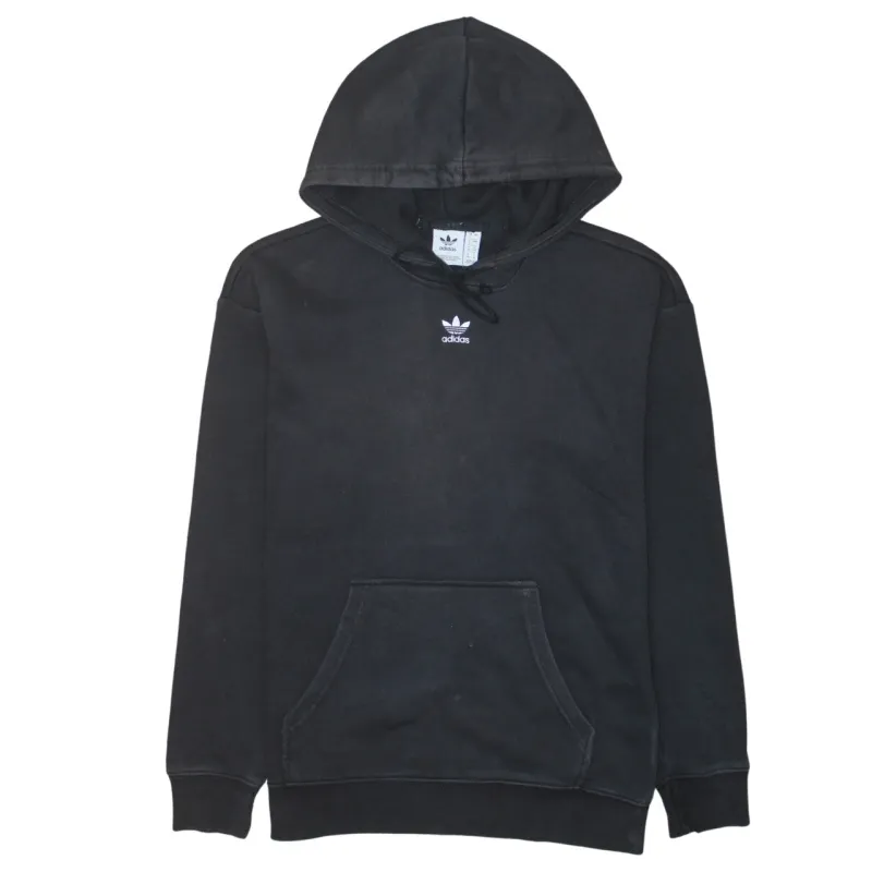 Adidas Black Hoodie Women’s Medium Embroidered Trefoil Logo Front Pocket Pullover Sweatshirt sold by Vintage Club