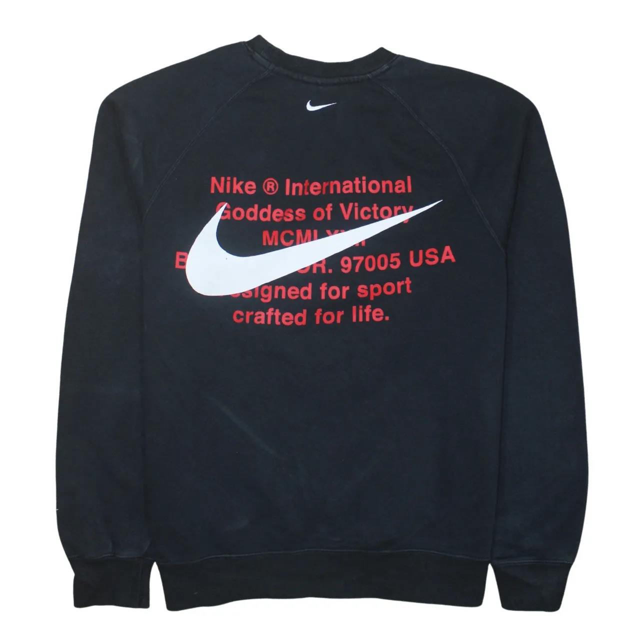 Nike Black Sweatshirt Men's Medium Double Swoosh Embroidered Logo Back Print Pullover sold by Vintage Club product image thumbnail 2