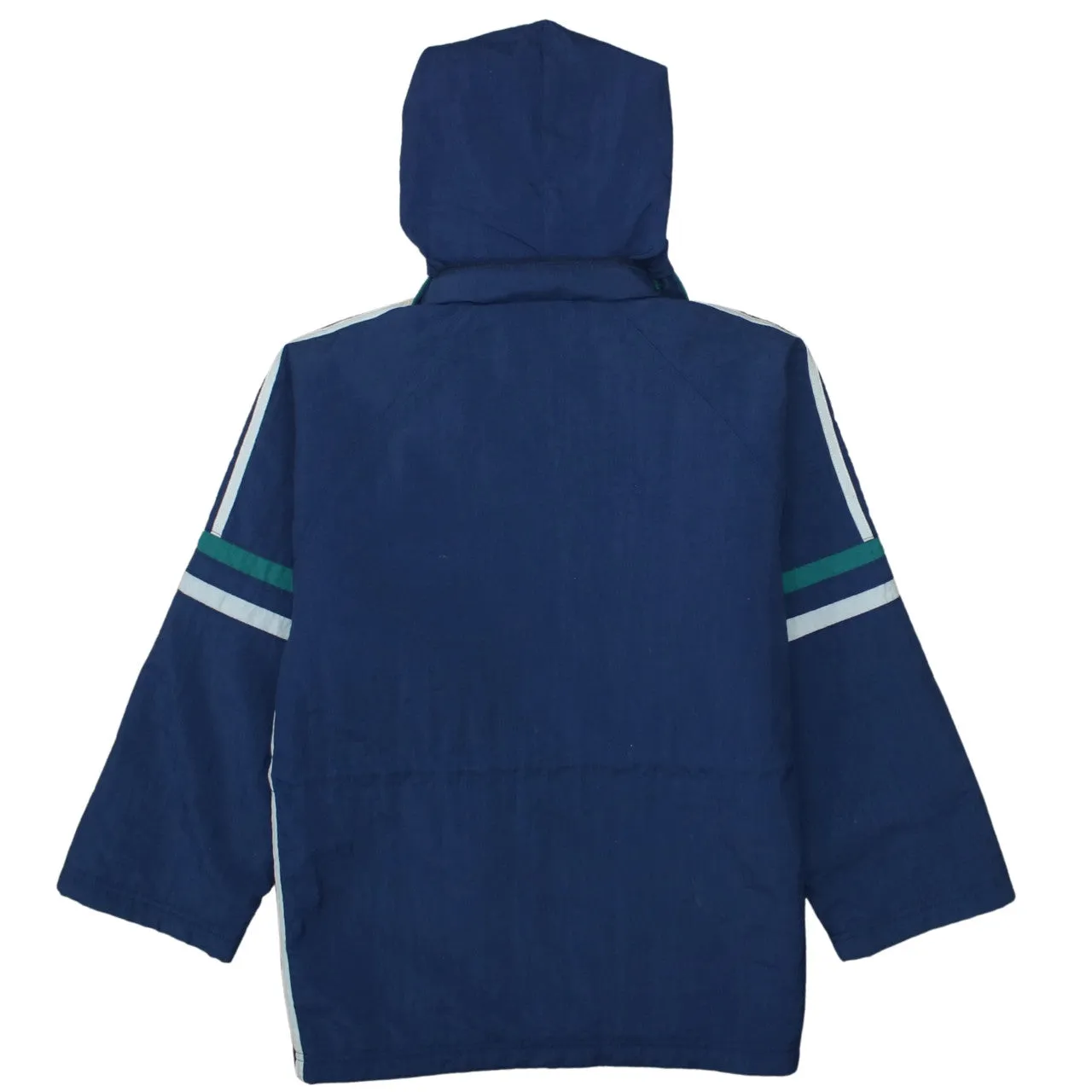 Adidas Navy Blue Hooded Windbreaker Women’s Small Embroidered Logo Three Stripe Jacket Coat sold by Vintage Club product image thumbnail 2