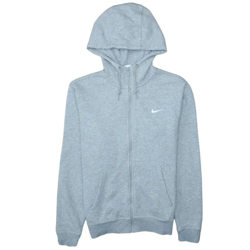 Nike Light Grey Full Zip Hoodie Men's Medium Embroidered Swoosh Split Pocket Sweatshirt sold by Vintage Club
