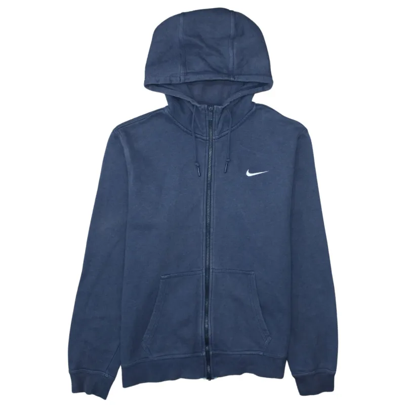 Nike Navy Blue Full Zip Hoodie Men’s Large Embroidered Swoosh Split Pocket Sweatshirt sold by Vintage Club